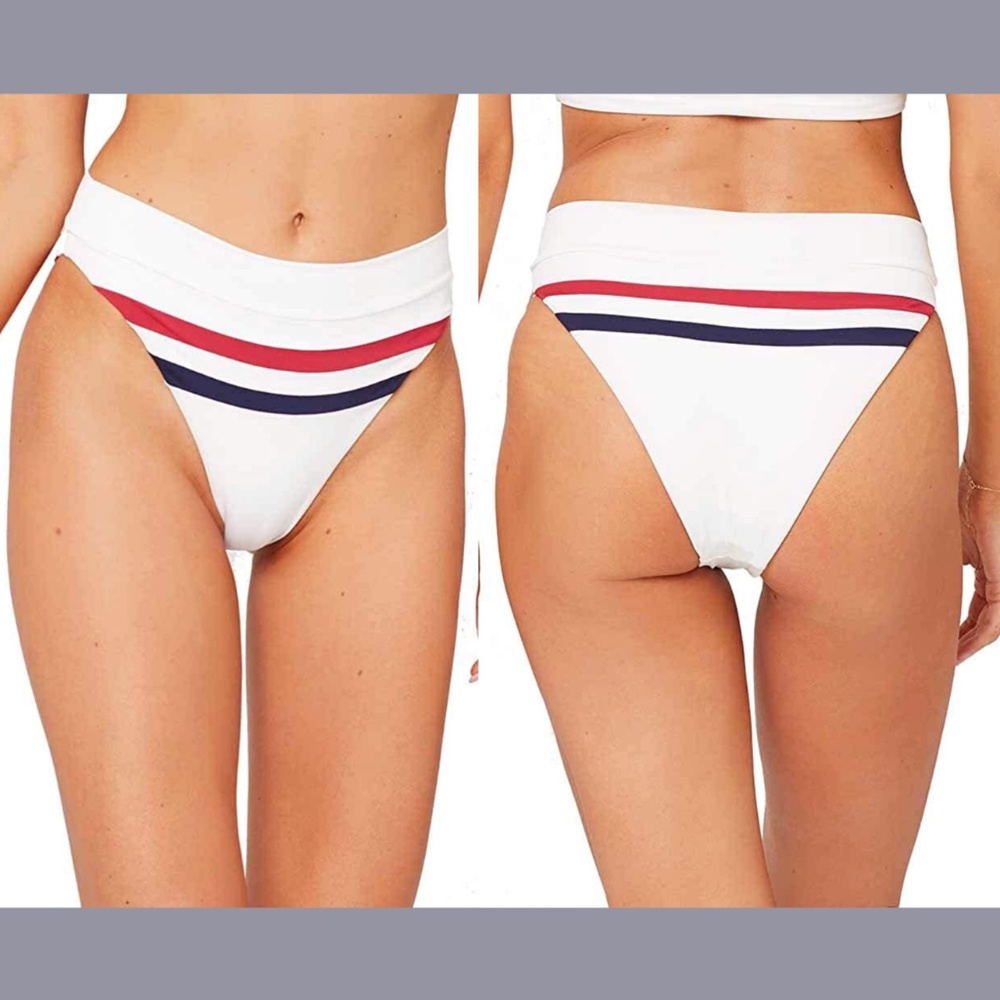 NEW L‎ Space Wilson Bitsy Cut High Waist Bikini Bottoms in Cream [ Medium ]